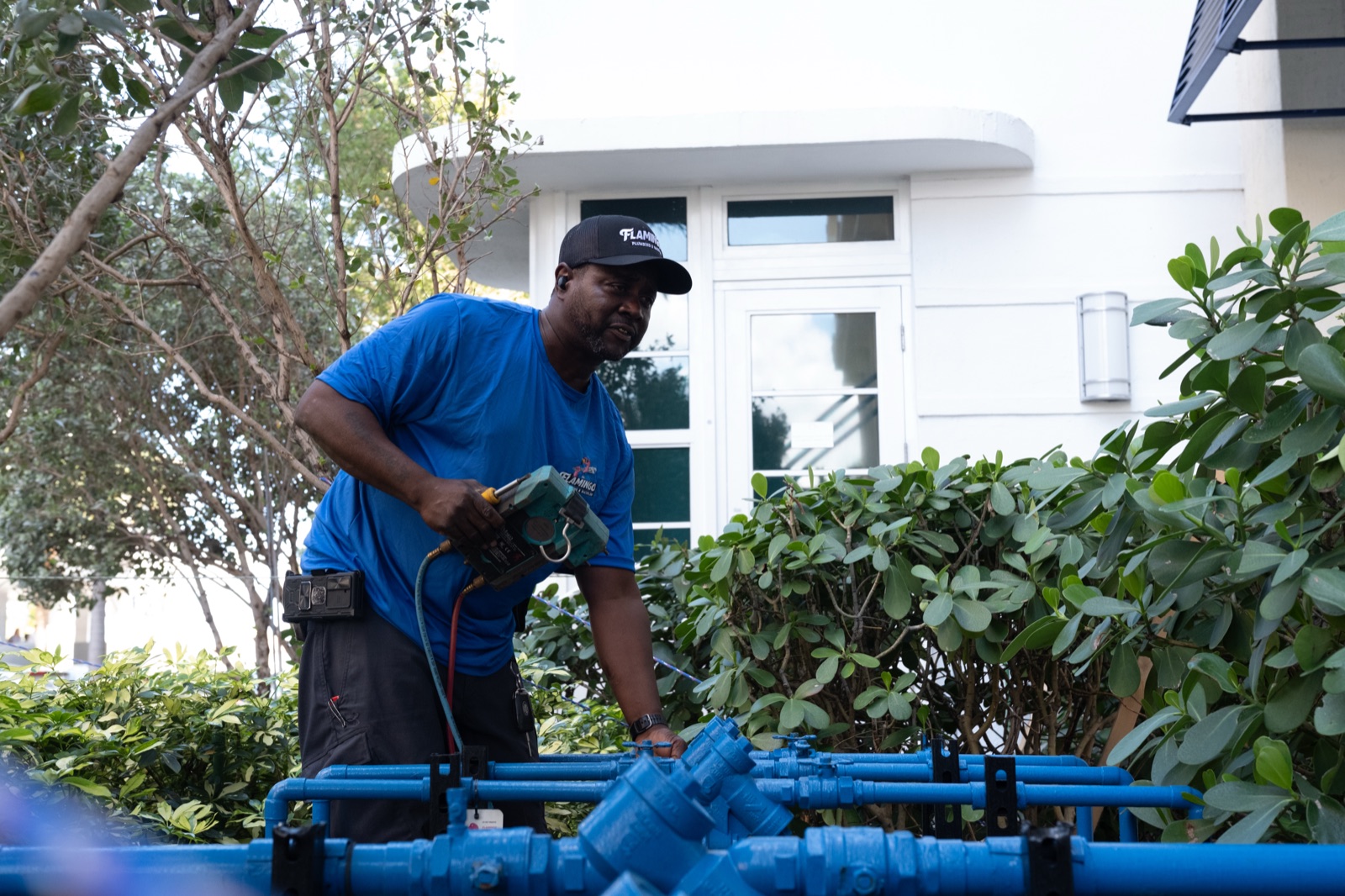 Flamingo technician working a job in the field
