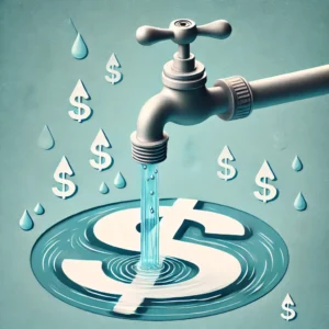 leaking faucet illustration with dollar sign