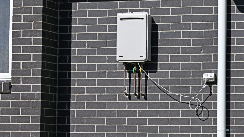 tankless water heater outside of commercial building