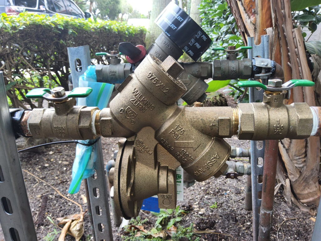 two backflow prevention valve devices installed in Florida